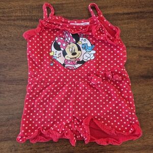 Disney Girls Red Poka Dot Minnie Mouse Summer Romper Size 24M